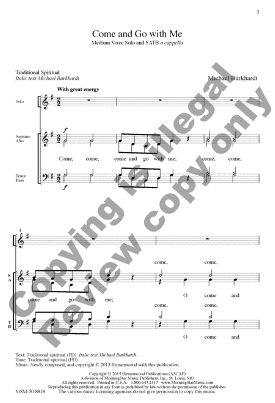 Come and Go with Me 4-Part scores gallery preview page 2