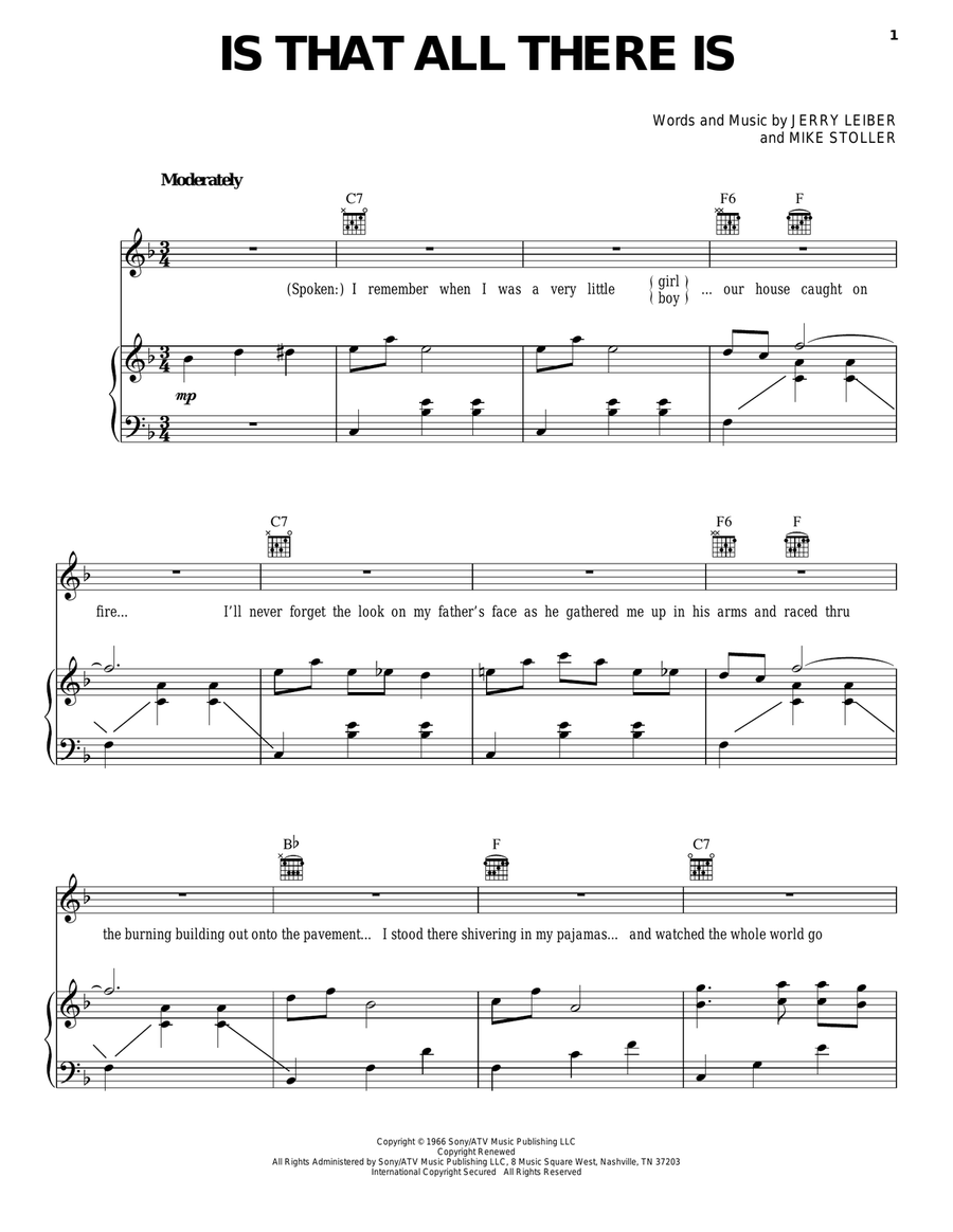 Is That All There Is Piano, Vocal, Guitar scores gallery preview page 1