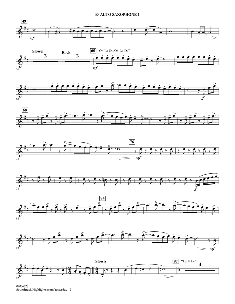 Highlights from Yesterday (Music Of The Beatles) (arr. Michael Brown) - Eb Alto Saxophone 1 Concert Band scores gallery preview page 2