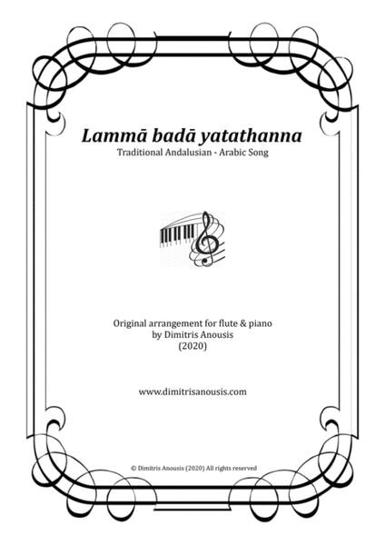 Lammā badā yatathanna - Flute & piano arrangement Flute Solo - Digital Sheet Music