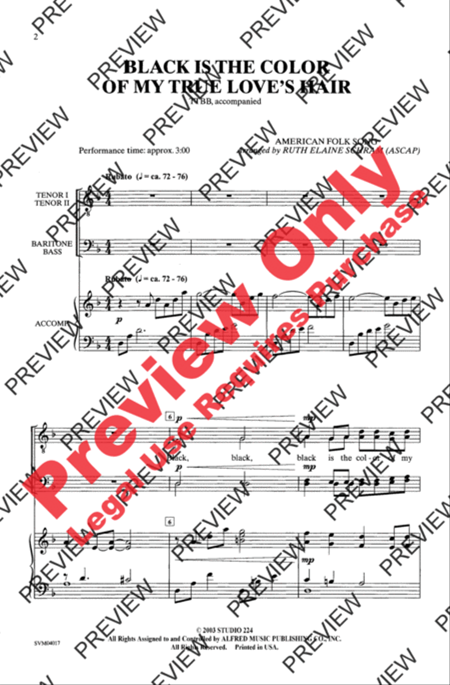 Black Is the Color of My True Love's Hair Men's Choir scores gallery preview page 2