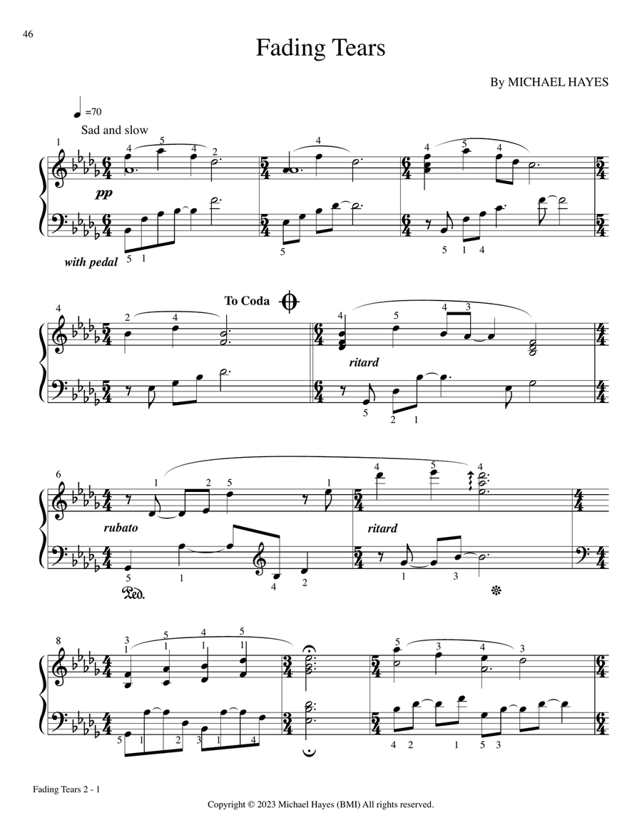 Fading Tears - From 24 Short Piano Pieces in All Keys Piano Solo scores gallery preview page 1