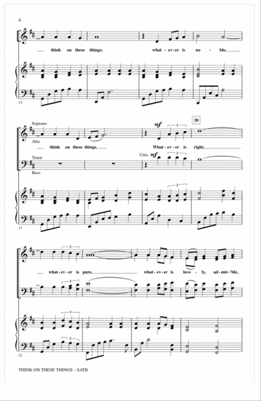 Think On These Things 4-Part scores gallery preview page 2