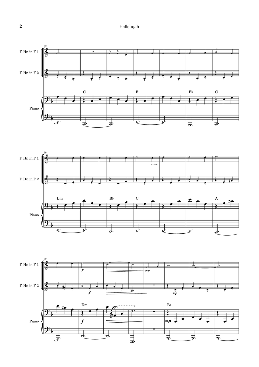 Hallelujah Brass Duet scores gallery preview page 2