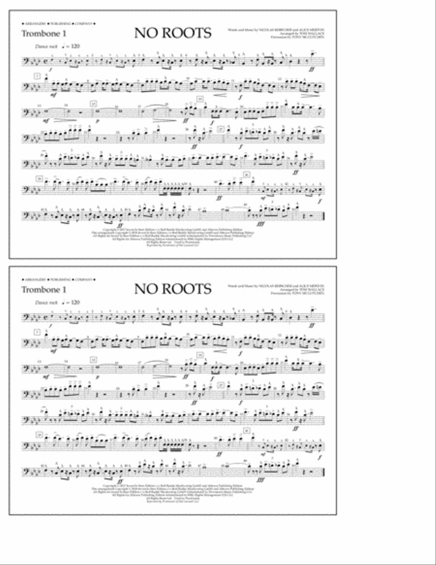 No Roots - Trombone 1 Marching Band scores gallery preview page 1