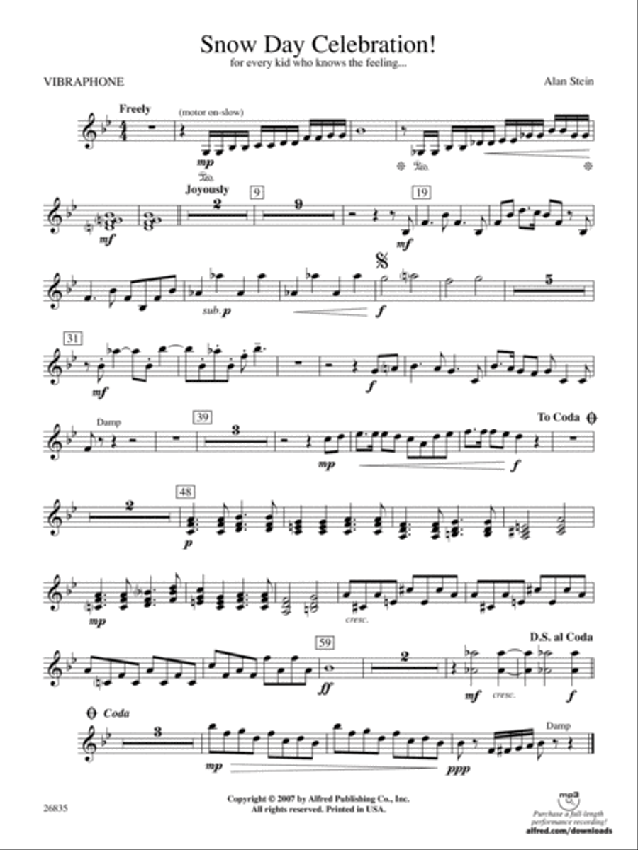 Snow Day Celebration!: Vibraphone Concert Band scores gallery preview page 1