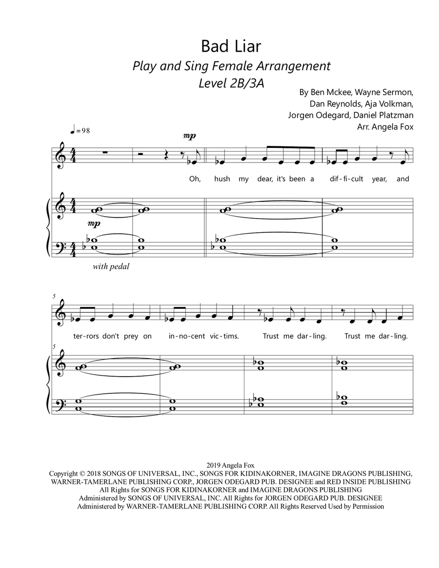 Bad Liar Piano, Vocal scores gallery preview page 2