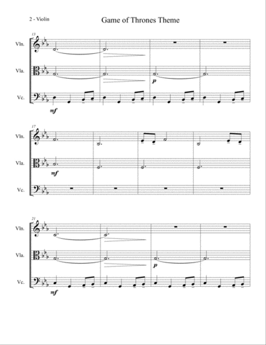 Game Of Thrones String Trio scores gallery preview page 3