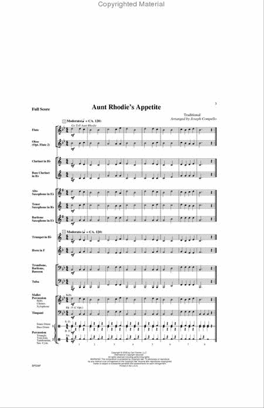 Aunt Rhodie's Appetite Concert Band scores gallery preview page 2