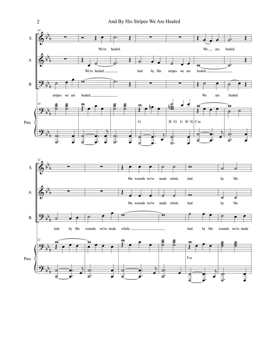 And By His Stripes We Are Healed (for SAB) 3-Part scores gallery preview page 3