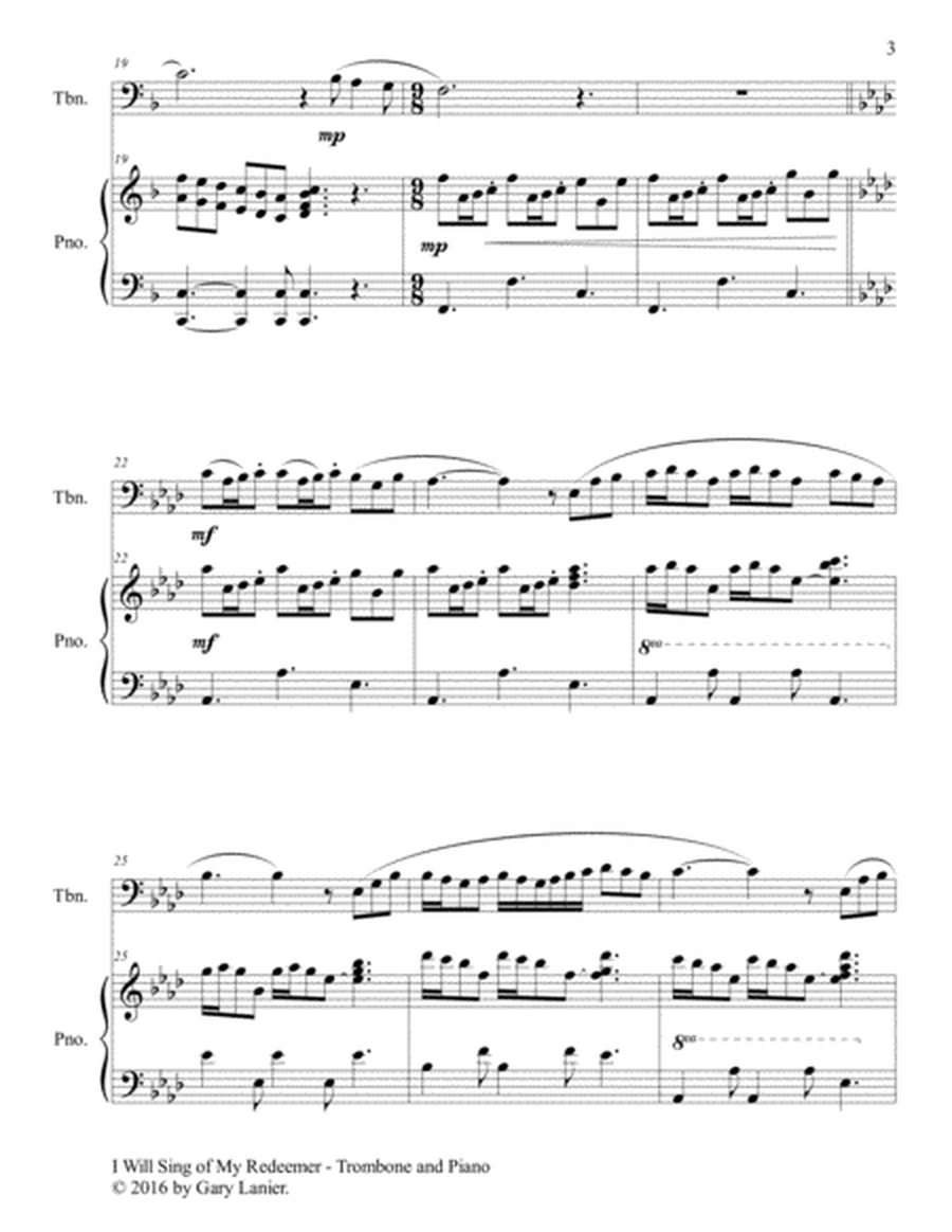 I WILL SING OF MY REDEEMER (Duet – Trombone & Piano with Score/Part) image number null