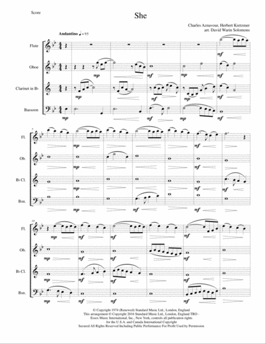 She Woodwind Quartet scores gallery preview page 1