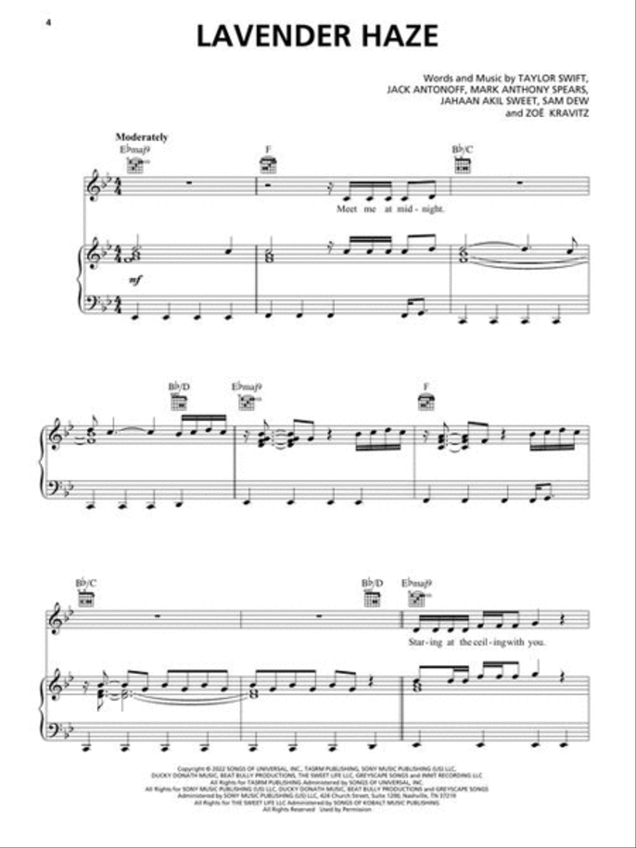 Taylor Swift – Midnights Taylor Swift – Midnights Piano, Vocal, Guitar scores gallery preview page 4