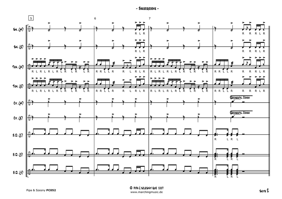 BAKER GROOVE (Drumline Cadence) Marching Band scores gallery preview page 3