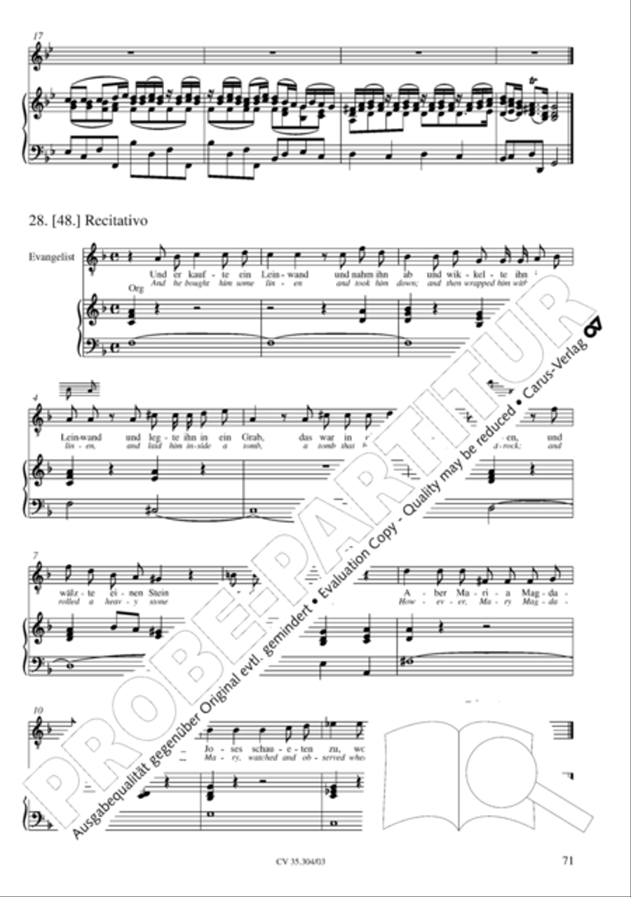 St. Mark Passion (Markus-Passion) 4-Part scores gallery preview page 72