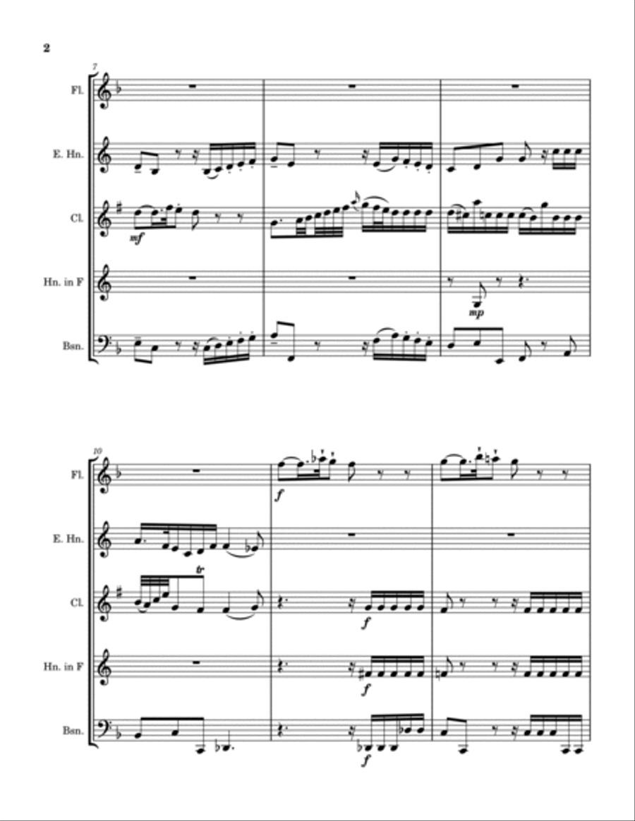 Mozart-Bach Prelude and Fugue I from K.404a (arranged for woodwind quintet) Woodwind Quintet scores gallery preview page 2