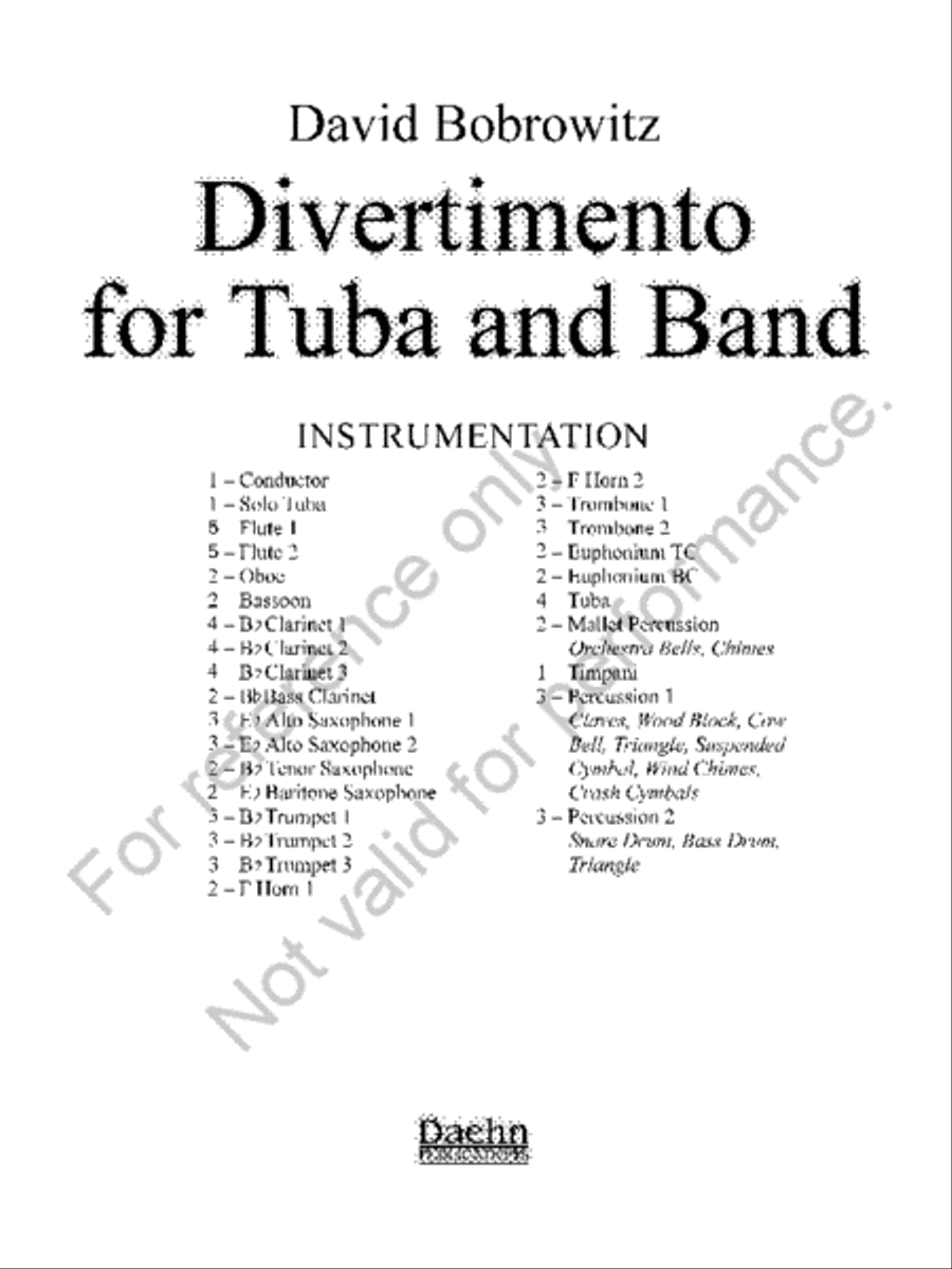 Divertimento for Tuba and Band Concert Band scores gallery preview page 2