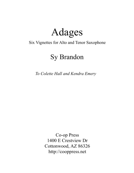 Adages: Six Vignettes for Alto and Tenor Saxophone image number null
