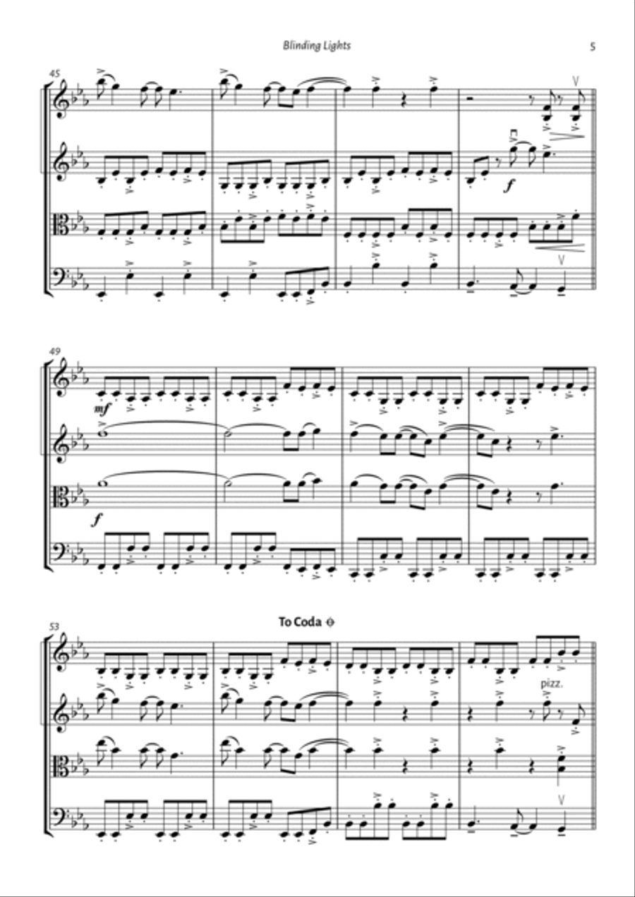 Blinding Lights String Quartet scores gallery preview page 5