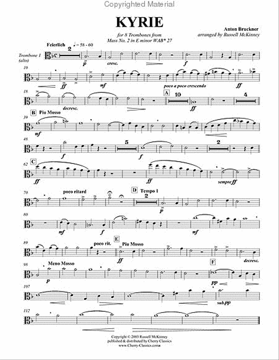 Kyrie from Mass No. 2 in E minor Trombone scores gallery preview page 4