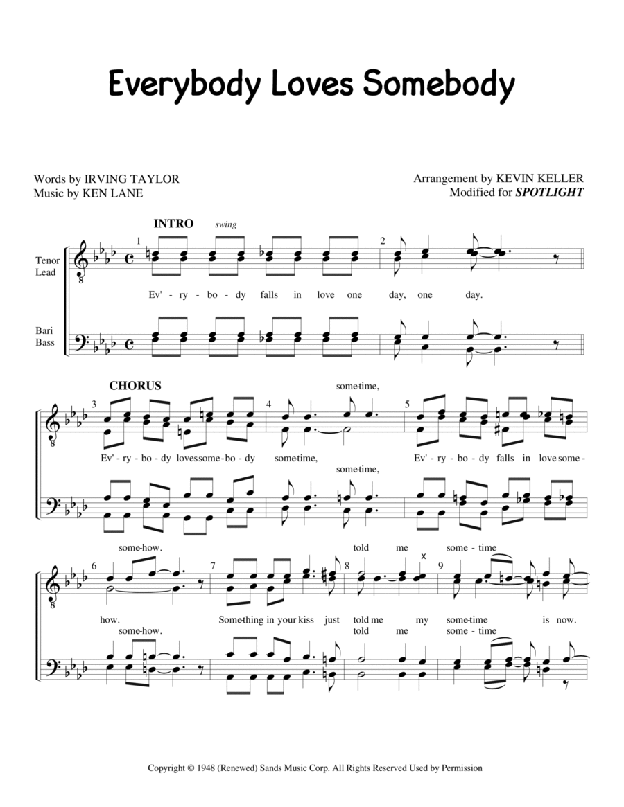 Everybody Loves Somebody TTBB scores gallery preview page 1