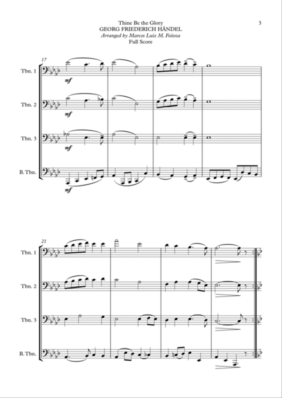 Thine Be the Glory (Maccabeus) - Trombone Quartet Brass Quartet scores gallery preview page 5
