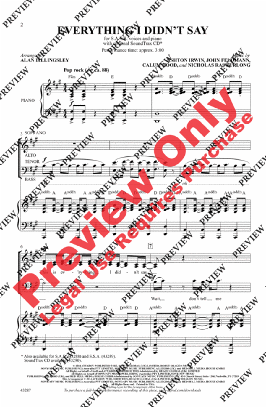 Everything I Didn't Say 4-Part scores gallery preview page 2