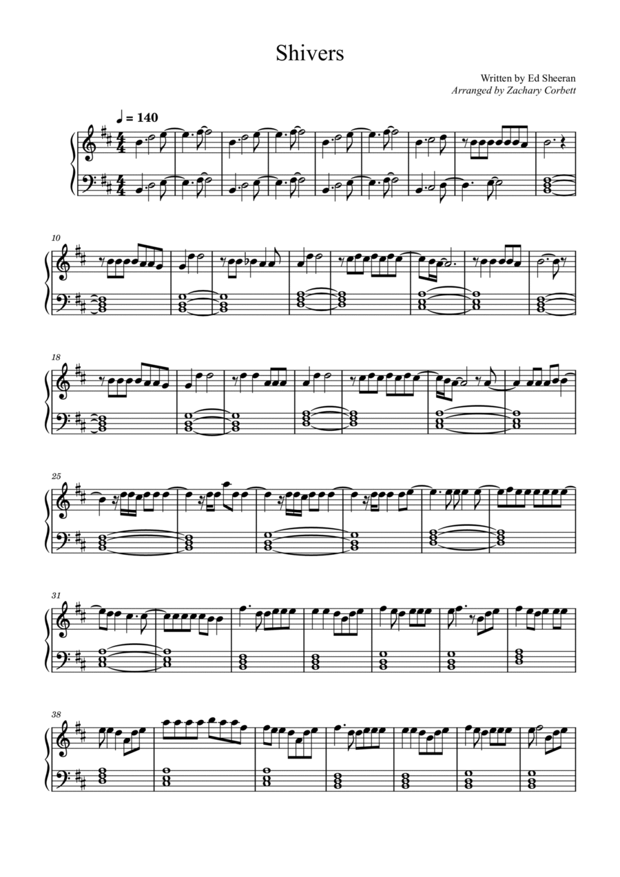 Shivers Easy Piano scores gallery preview page 1