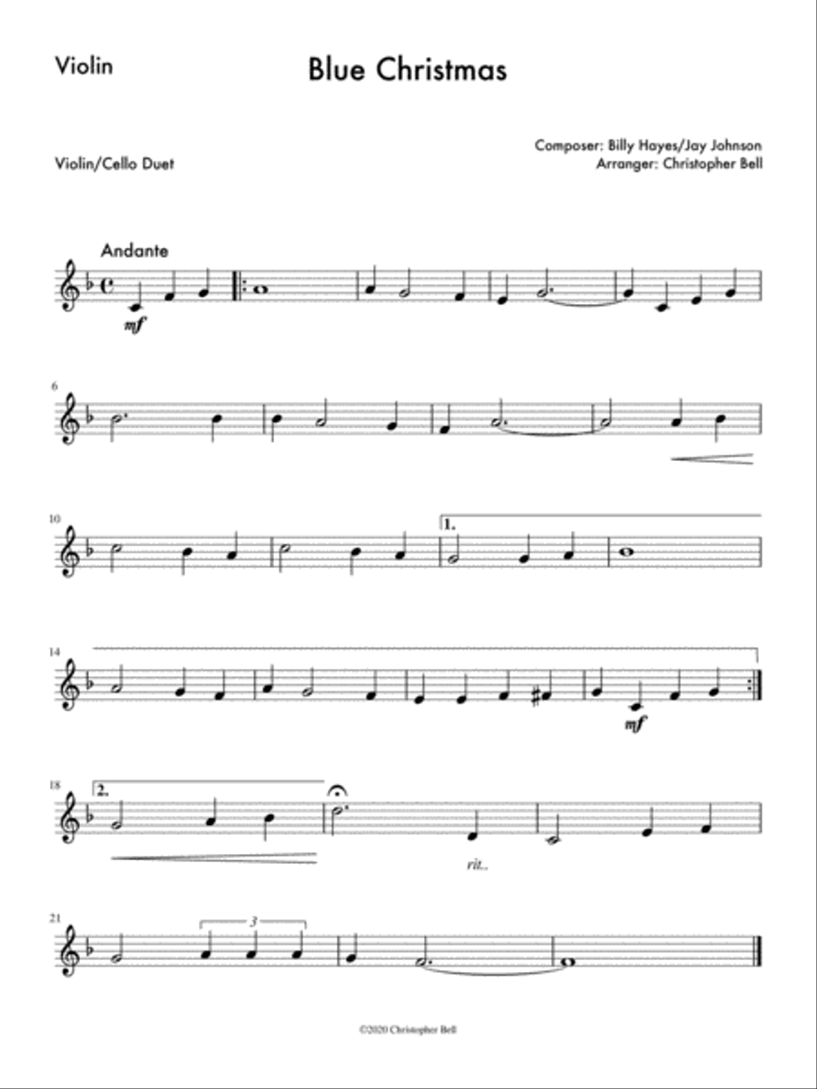 Blue Christmas Blue Christmas String Duet scores gallery preview page 2