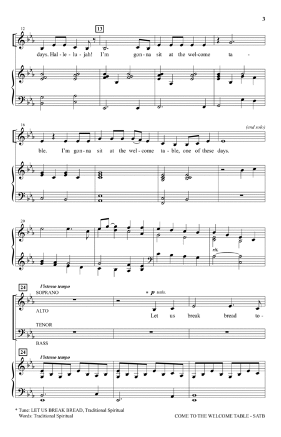 Come To The Welcome Table 4-Part scores gallery preview page 2