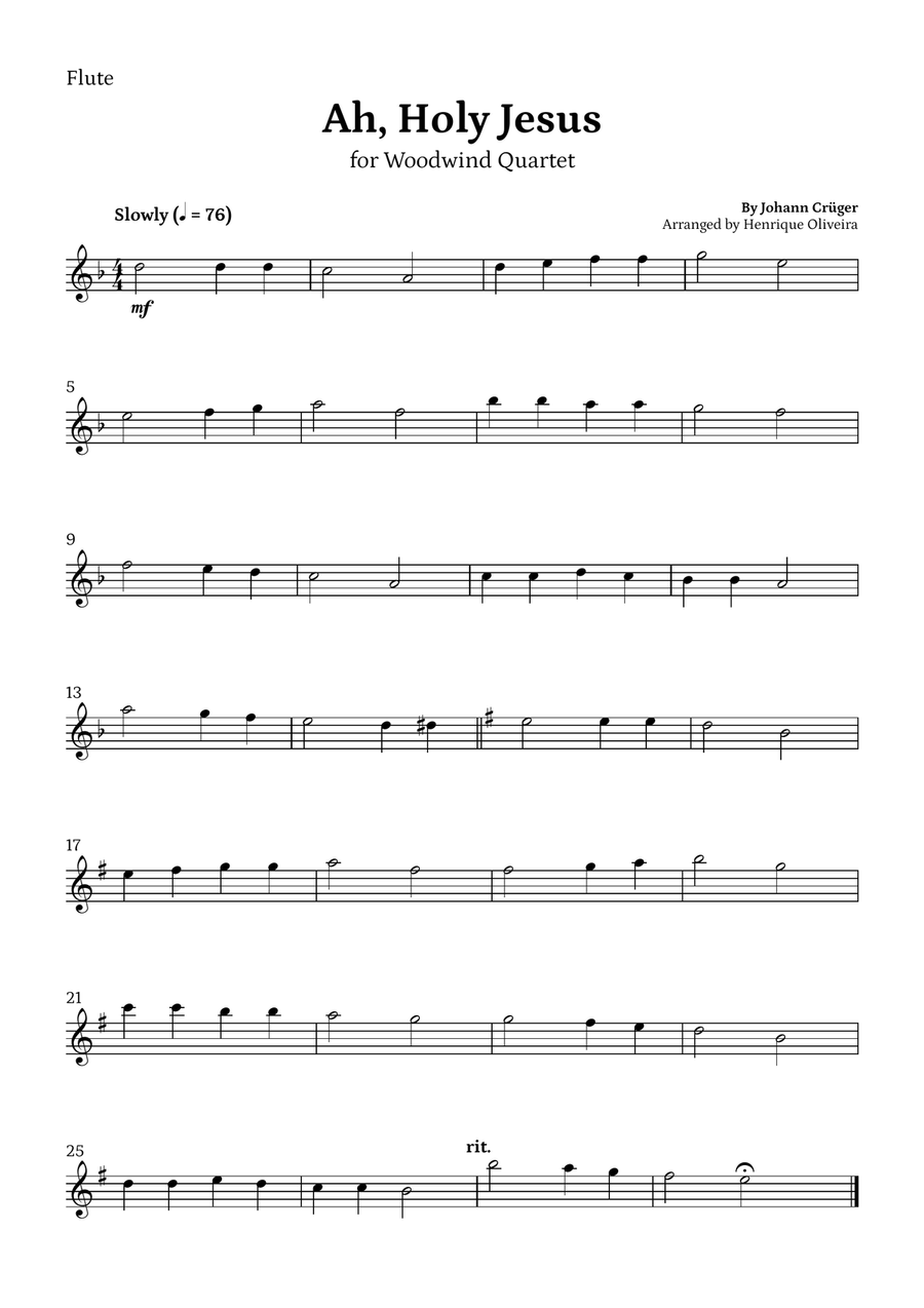 Ah, Holy Jesus (Woodwind Quartet) - Easter Hymn Woodwind Quartet scores gallery preview page 3