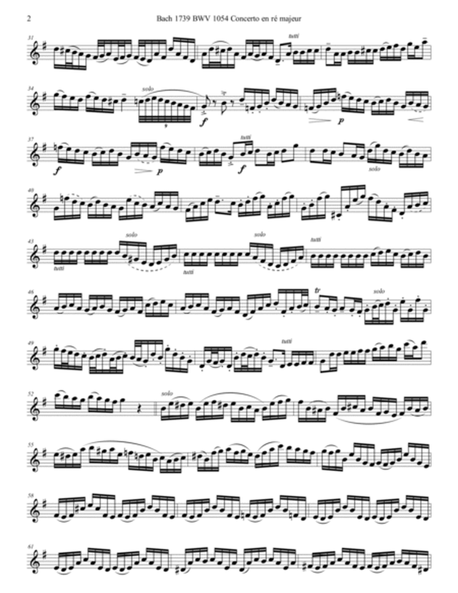 Bach 1739 BWV 1054 Concerto en ré majeur For Solo Unaccompanied Recorder or Alto Flute Key of D