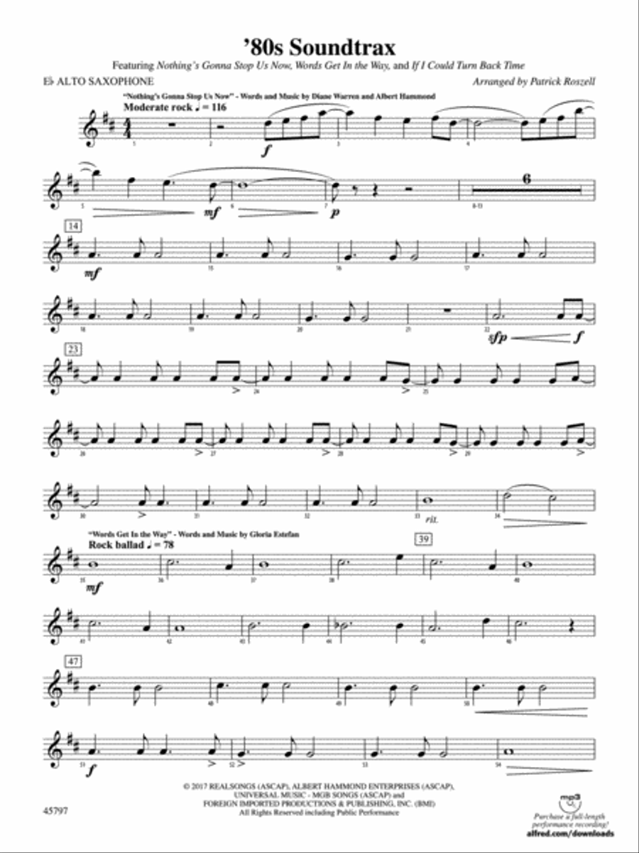 '80s Soundtrax: E-flat Alto Saxophone Concert Band scores gallery preview page 1