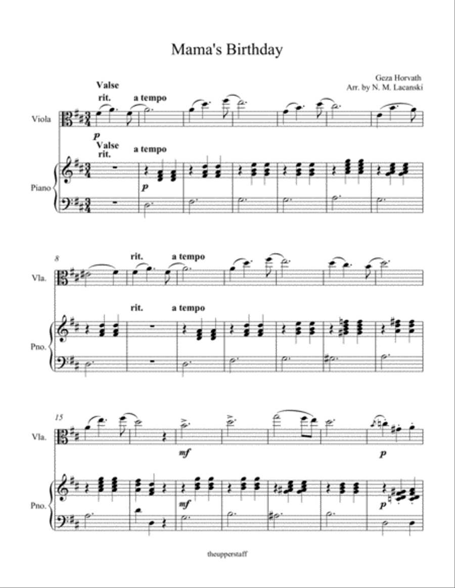 Mama's Birthday Viola scores gallery preview page 1