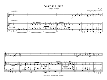 Austrian Hymn, for Trumpet and Organ image number null