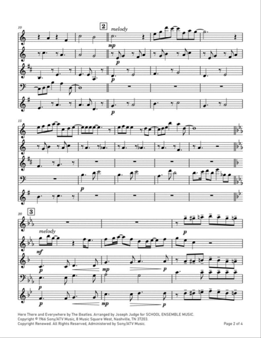 Here, There And Everywhere Woodwind Quartet scores gallery preview page 2