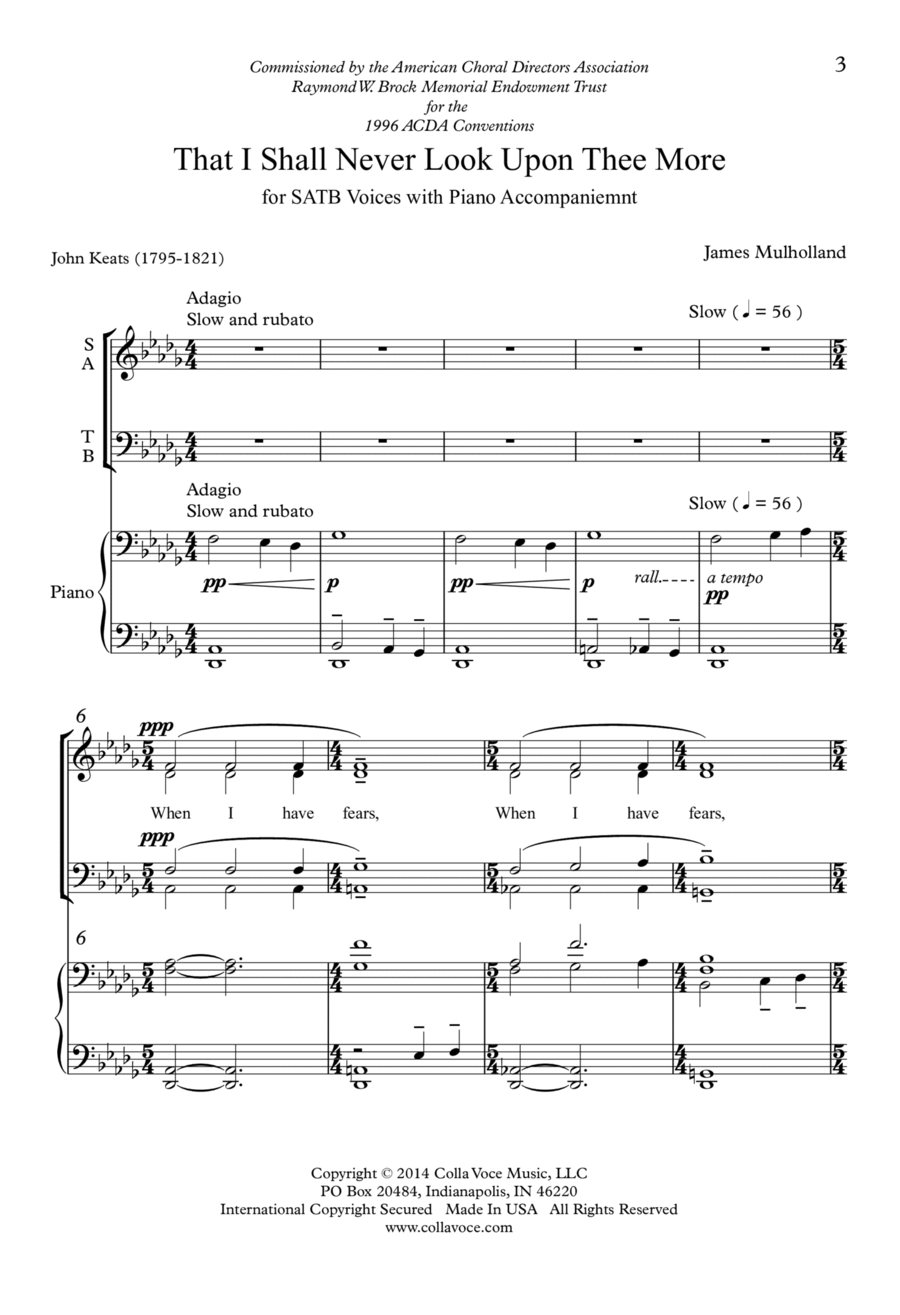 That I Shall Never Look Upon Thee More 4-Part scores gallery preview page 1