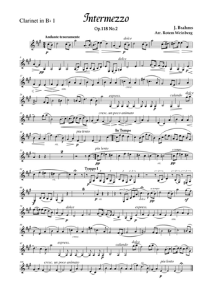 Book cover for Intermezzo in A Op.118 No.2 (Clarinet Quintet)