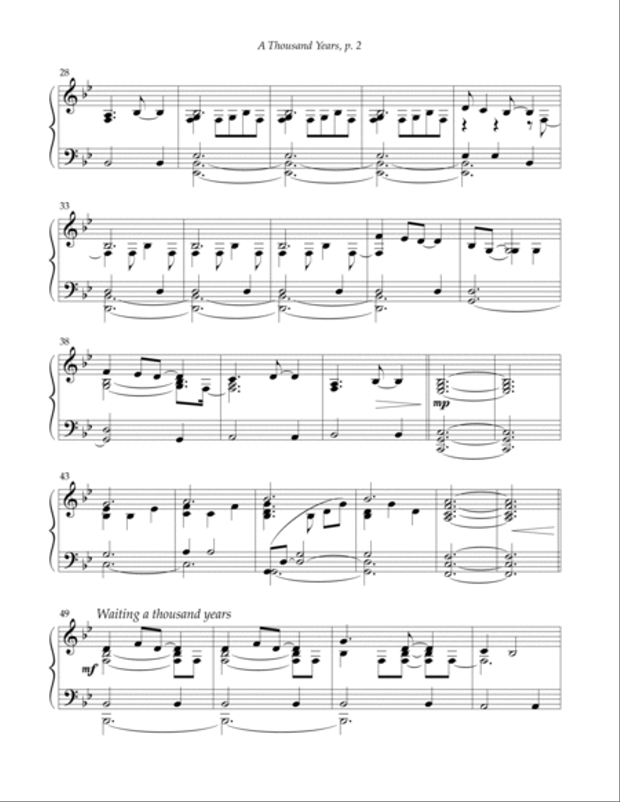 A Thousand Years Piano Solo scores gallery preview page 2
