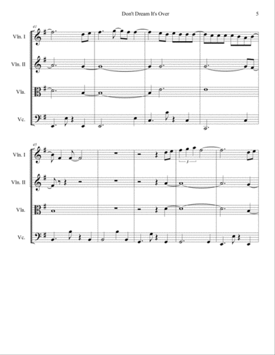 Don't Dream It's Over Don't Dream It's Over String Quartet scores gallery preview page 5