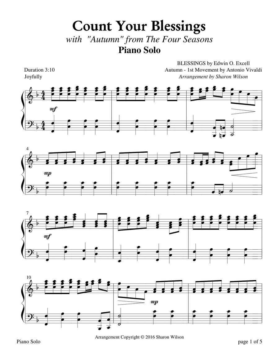 AUTUMN - The Four Seasons Hymn Medleys Collection (3 Piano Solos) Piano Solo scores gallery preview page 5