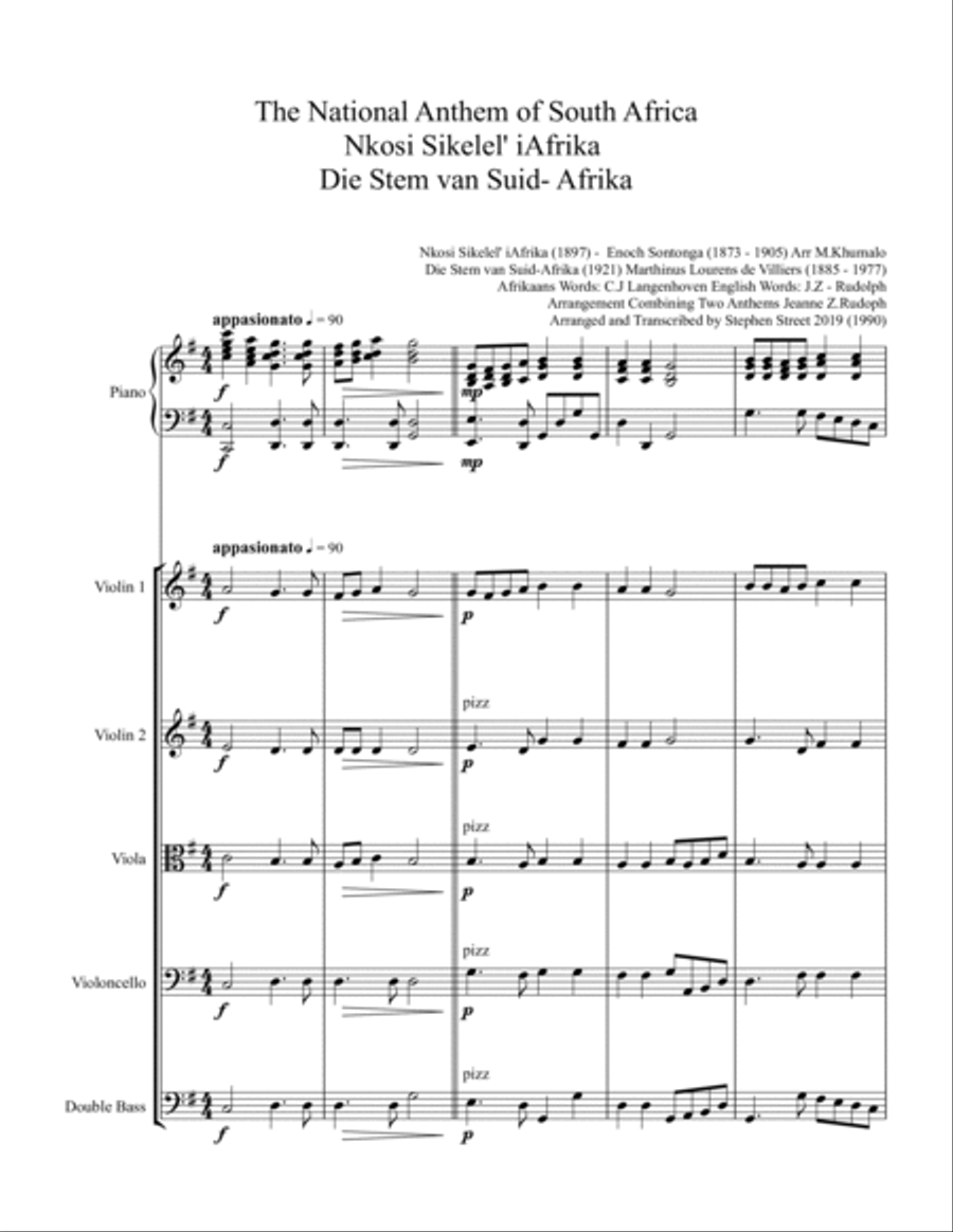 The National Anthem of South Africa, Nkosi Sikelel' iAfrika (Piano Sextet) Small Ensemble scores gallery preview page 2
