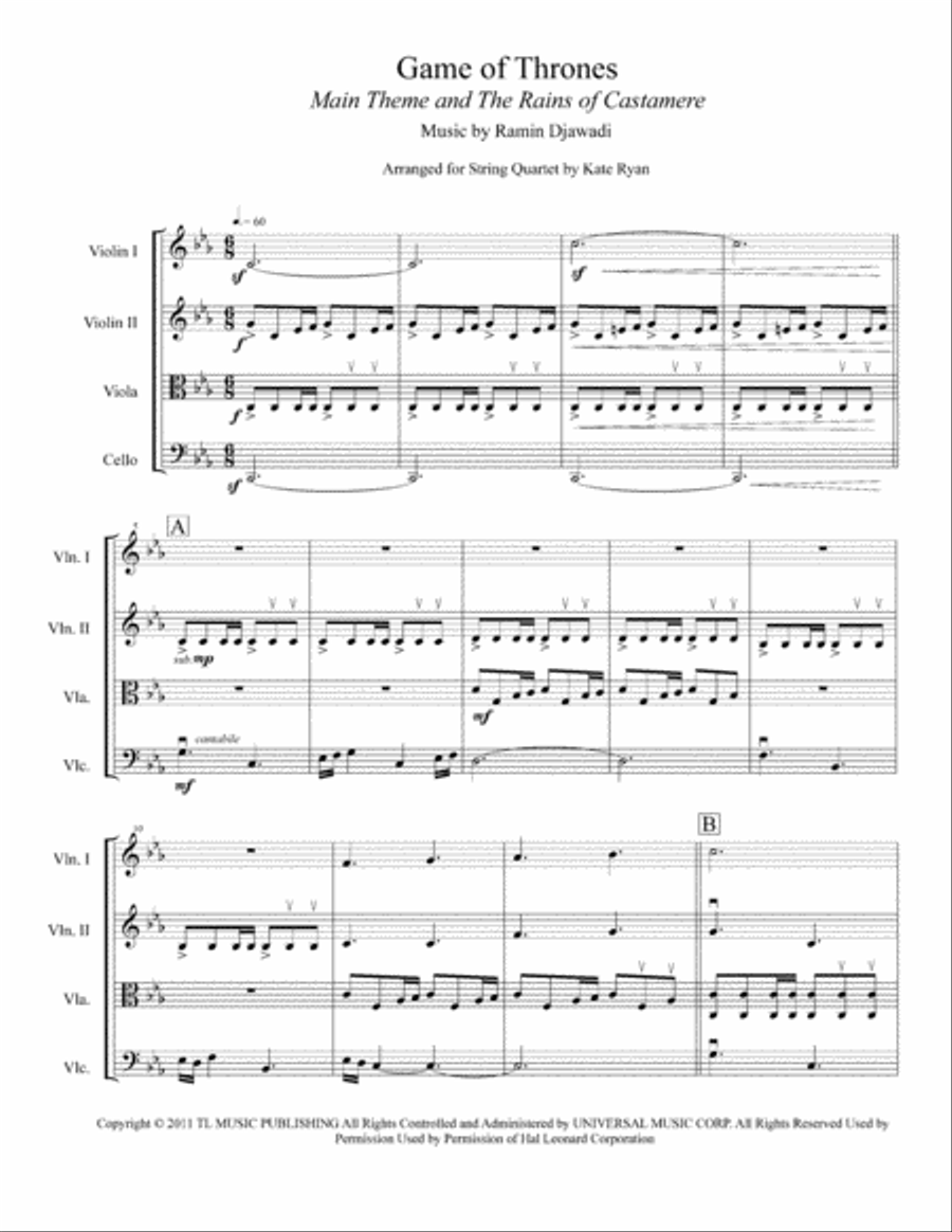 Game Of Thrones String Quartet scores gallery preview page 2