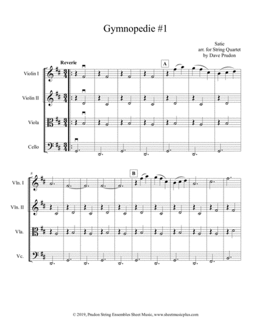 Gymnopedie #1 for String Quartet image number null