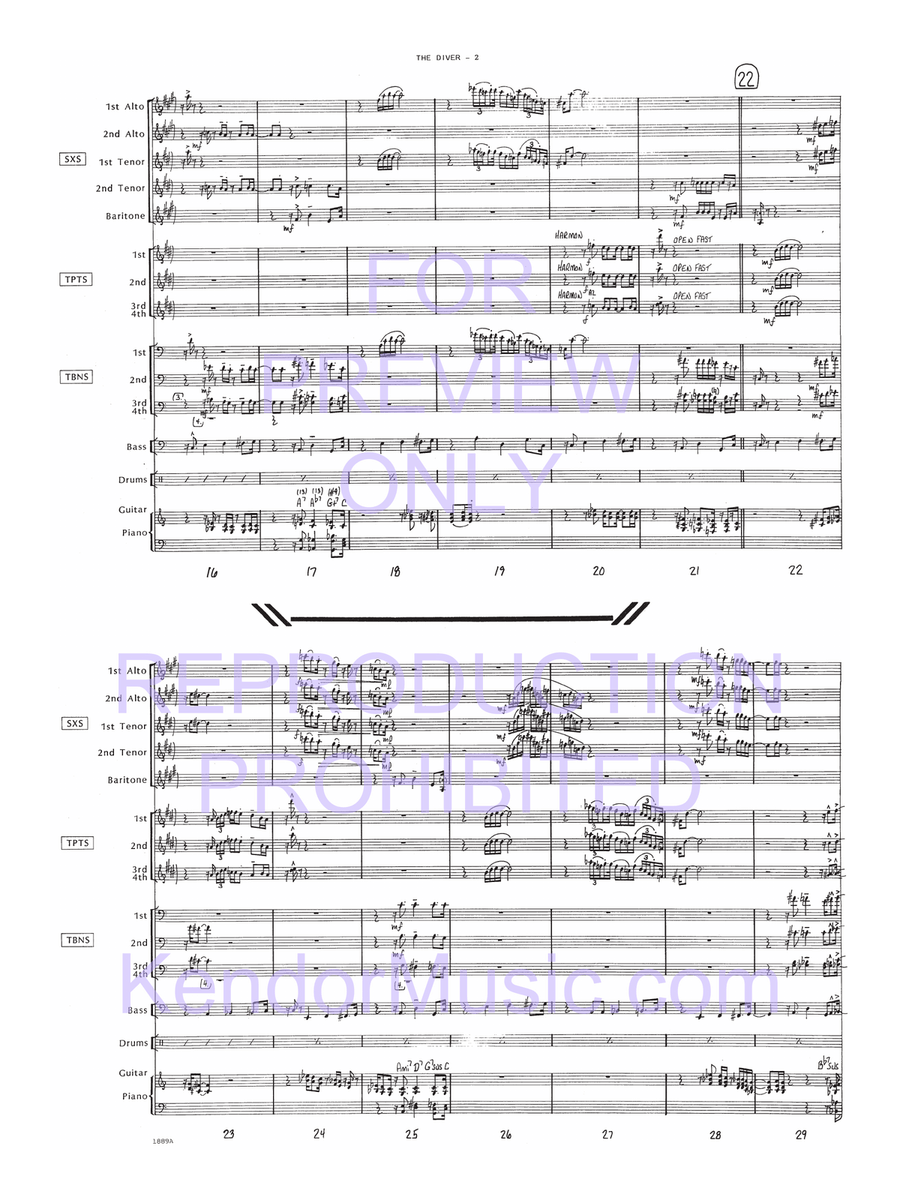Diver, The (Full Score) Jazz Ensemble scores gallery preview page 3
