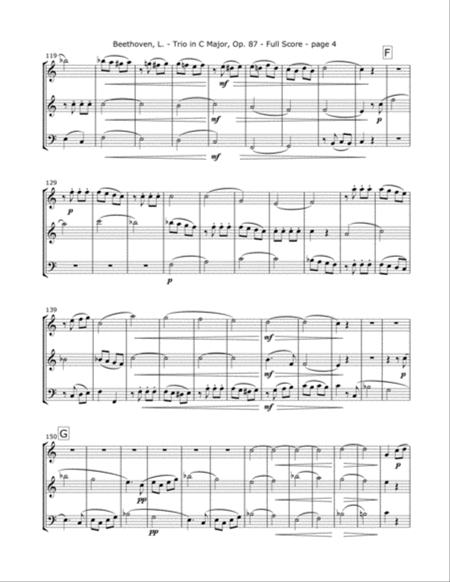 Beethoven, L. Trio Op. 87 (Mvt. 4) for Two Violins and Cello Beethoven, L. Trio Op. 87 (Mvt. 4) for Two Violins and Cello String Trio scores gallery preview page 4