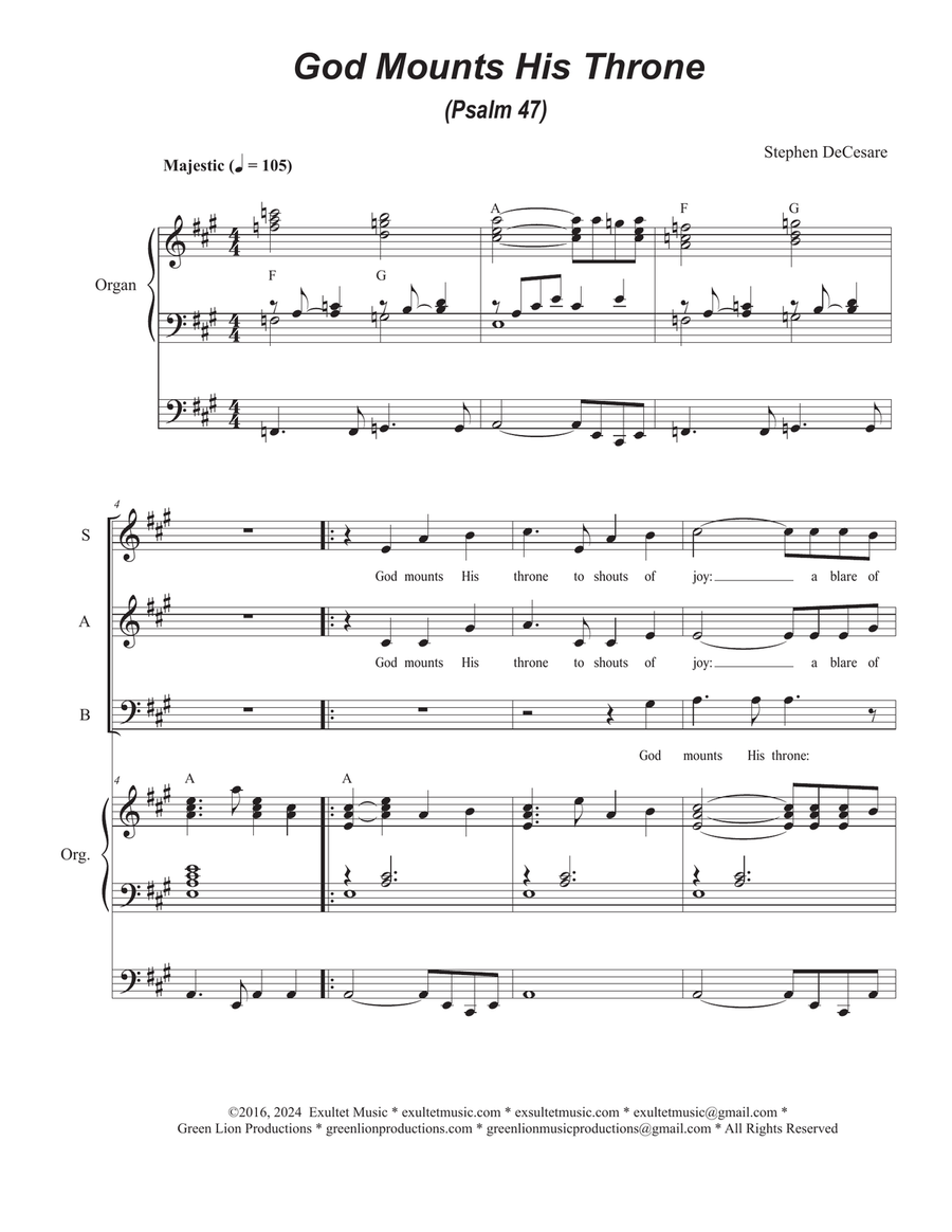 God Mounts His Throne (Psalm 47) (SAB) 3-Part scores gallery preview page 1
