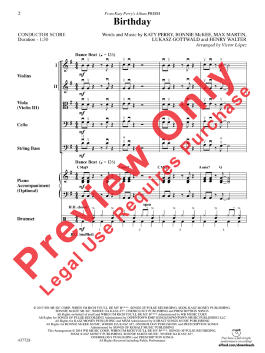 Birthday String Orchestra scores gallery preview page 3