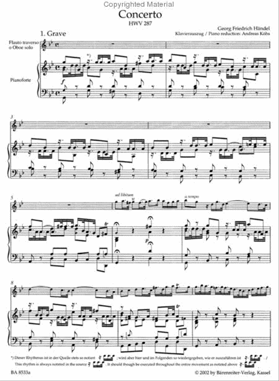 Concerto for Flute (Oboe) and Orchestra g minor HWV 287 Flute scores gallery preview page 2