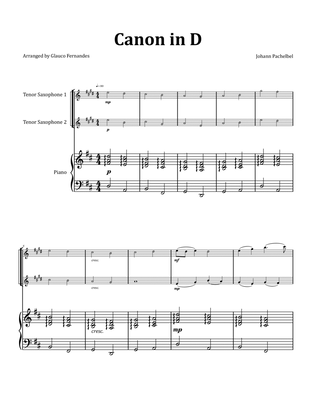Canon by Pachelbel - Tenor Saxophone Duet with Piano